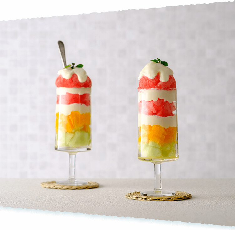 キリのフルーツ＆すいかソルベパフェ